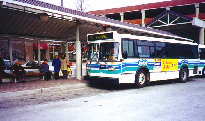 Customer boarding the bus at AMTRANs bus platform at the downtown Altoona Transit Center
